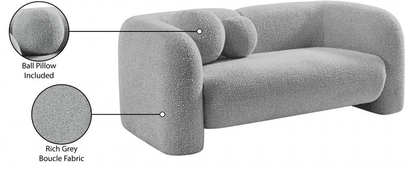Emory 66" Boucle Fabric Upholstered Loveseat in Grey - 139Grey-L