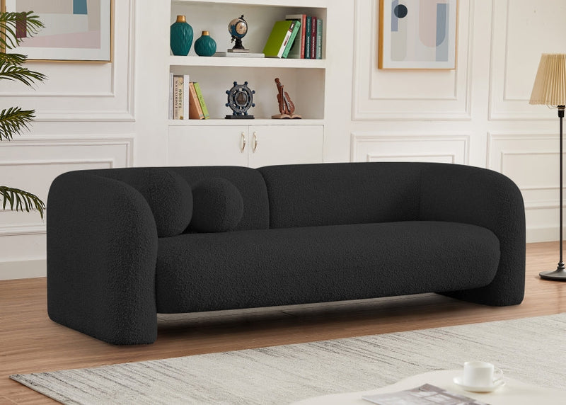 Emory 89" Boucle Fabric Upholstered Sofa in Black - 139Black-S