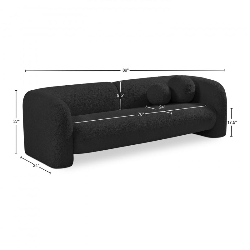 Emory 89" Boucle Fabric Upholstered Sofa in Black - 139Black-S
