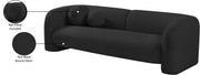 Emory 89" Boucle Fabric Upholstered Sofa in Black - 139Black-S