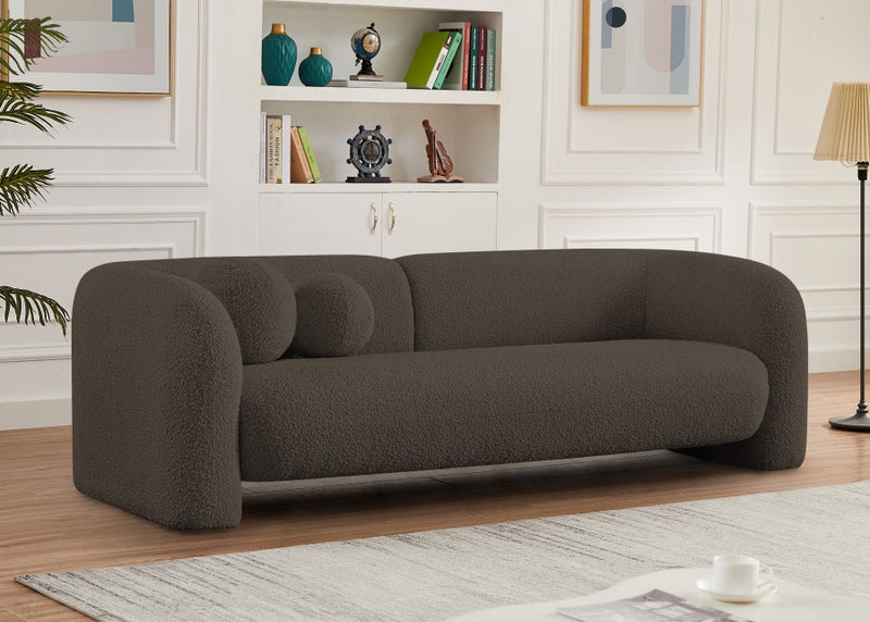Emory 89" Boucle Fabric Upholstered Sofa in Brown - 139Brown-S