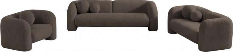 Emory 89" Boucle Fabric Upholstered Sofa in Brown - 139Brown-S