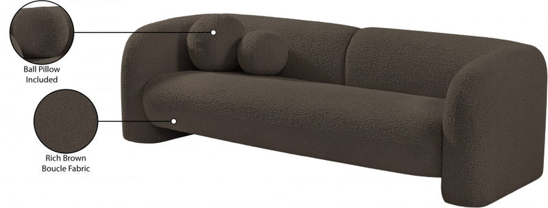 Emory 89" Boucle Fabric Upholstered Sofa in Brown - 139Brown-S