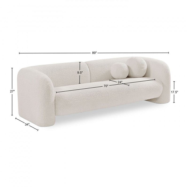 Emory 89" Boucle Fabric Upholstered Sofa in Cream - 139Cream-S