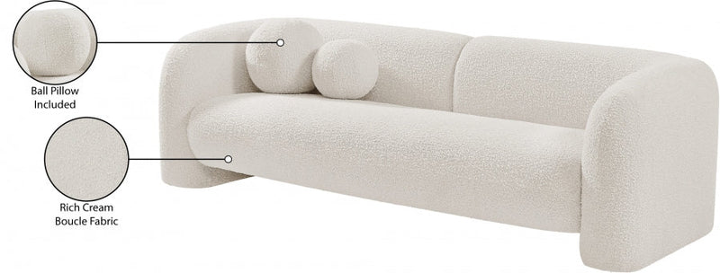 Emory 89" Boucle Fabric Upholstered Sofa in Cream - 139Cream-S