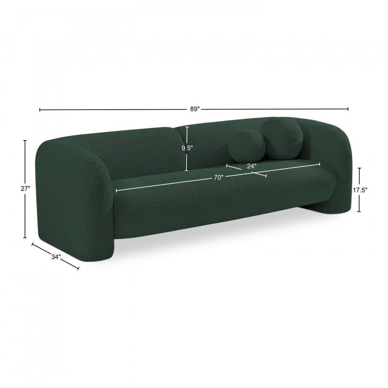 Emory 89" Boucle Fabric Upholstered Sofa in Green - 139Green-S