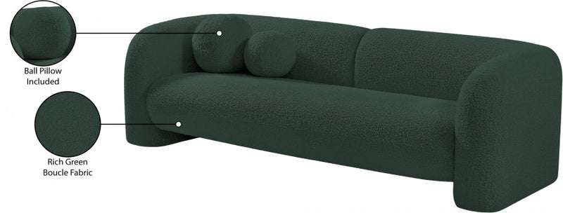 Emory 89" Boucle Fabric Upholstered Sofa in Green - 139Green-S