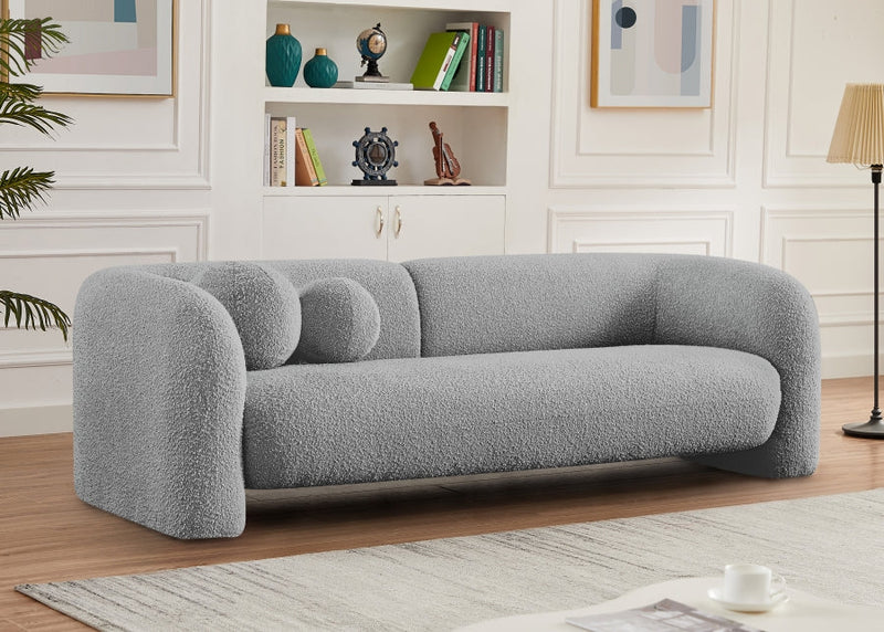 Emory 89" Boucle Fabric Upholstered Sofa in Grey - 139Grey-S