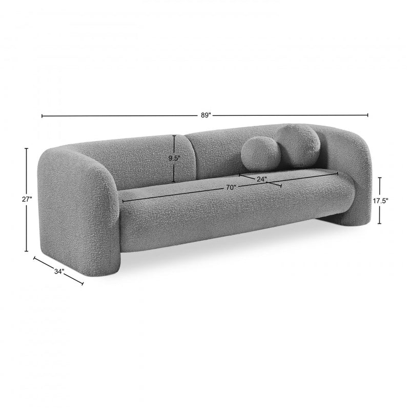 Emory 89" Boucle Fabric Upholstered Sofa in Grey - 139Grey-S