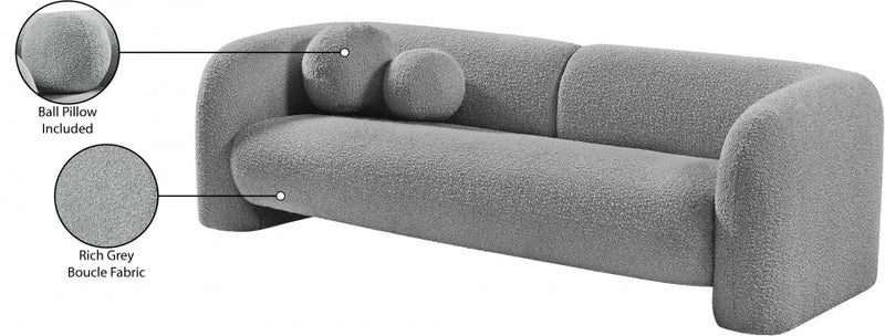 Emory 89" Boucle Fabric Upholstered Sofa in Grey - 139Grey-S