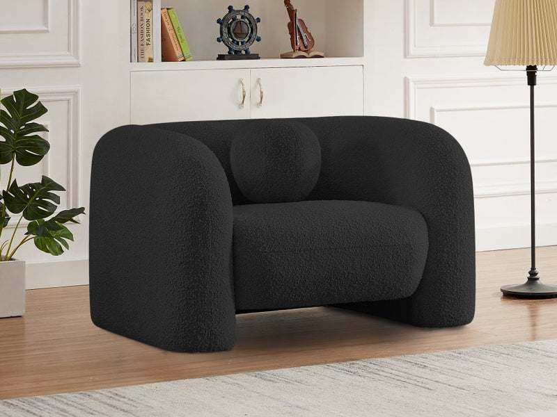 Emory Boucle Fabric Upholstered Chair in Black - 139Black-C