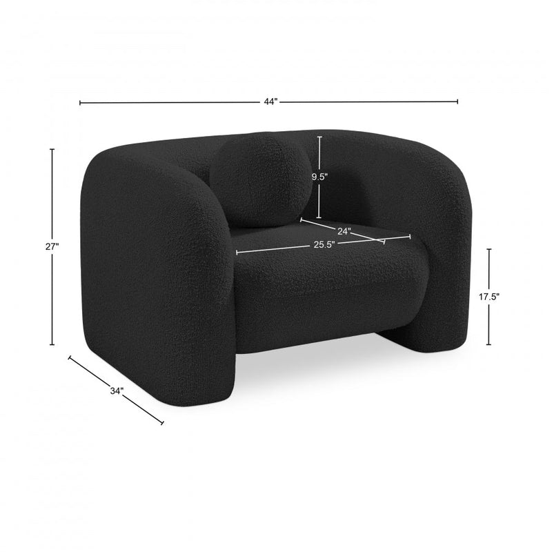 Emory Boucle Fabric Upholstered Chair in Black - 139Black-C