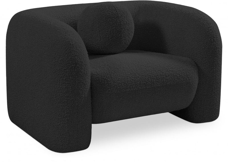 Emory Boucle Fabric Upholstered Chair in Black - 139Black-C