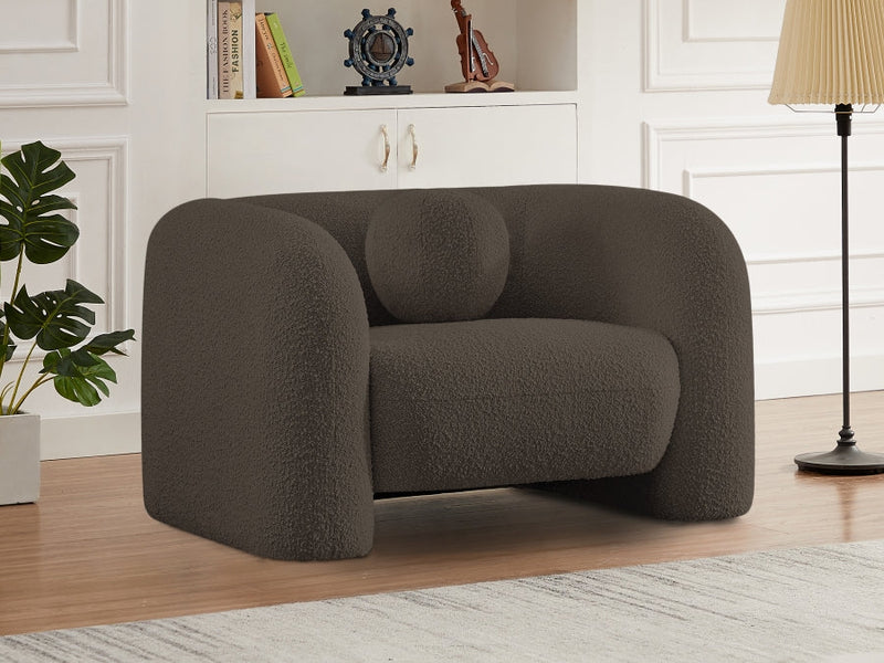 Emory Boucle Fabric Upholstered Chair in Brown - 139Brown-C