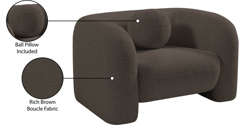 Emory Boucle Fabric Upholstered Chair in Brown - 139Brown-C