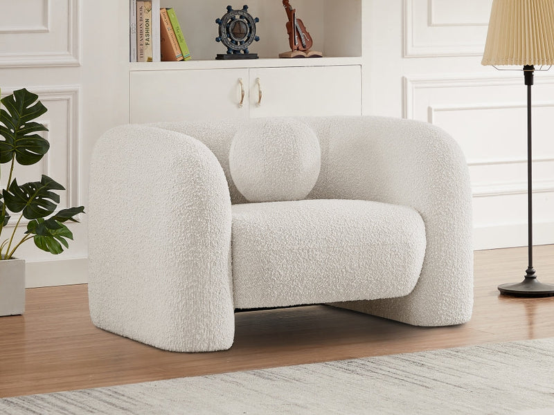 Emory Boucle Fabric Upholstered Chair in Cream - 139Cream-C