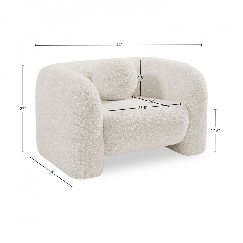 Emory Boucle Fabric Upholstered Chair in Cream - 139Cream-C
