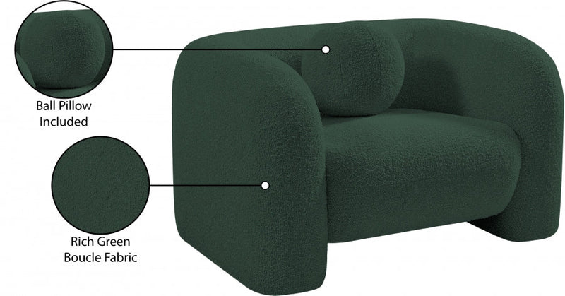Emory Boucle Fabric Upholstered Chair in Green - 139Green-C