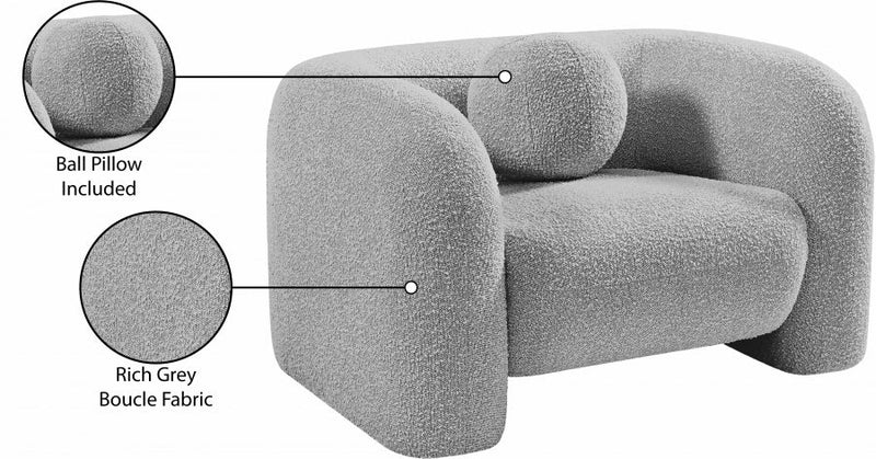 Emory Boucle Fabric Upholstered Chair in Grey - 139Grey-C