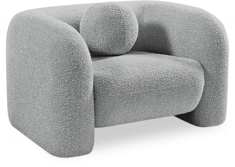Emory Boucle Fabric Upholstered Chair in Grey - 139Grey-C