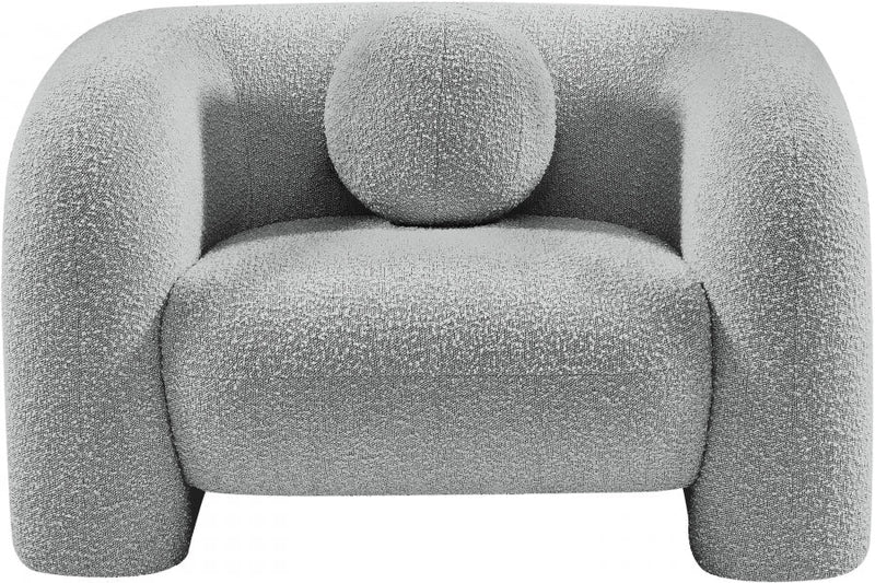 Emory Boucle Fabric Upholstered Chair in Grey - 139Grey-C