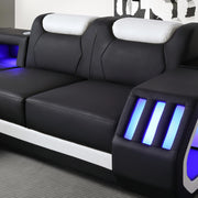 Enchanted - Black & White 3PC Sectional with Bluetooth Speaker, Reading Light, LED - S184-Sectional