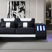 Enchanted - Black & White 3PC Sectional with Bluetooth Speaker, Reading Light, LED - S184-Sectional
