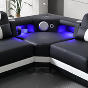 Enchanted - Black & White 3PC Sectional with Bluetooth Speaker, Reading Light, LED - S184-Sectional