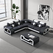Enchanted - Black & White 3PC Sectional with Bluetooth Speaker, Reading Light, LED - S184-Sectional