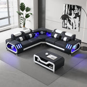 Enchanted - Black & White 3PC Sectional with Bluetooth Speaker, Reading Light, LED - S184-Sectional