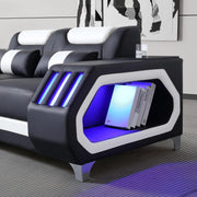 Enchanted - Black & White 3PC Sectional with Bluetooth Speaker, Reading Light, LED - S184-Sectional