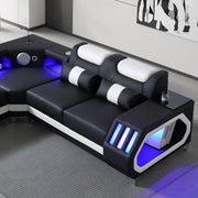 Enchanted - Black & White 3PC Sectional with Bluetooth Speaker, Reading Light, LED - S184-Sectional