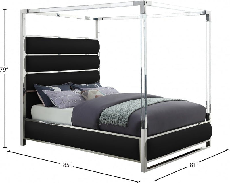 Encore Vegan Leather King Bed (4 Boxes) Black - Gate FurnitureKing Bed