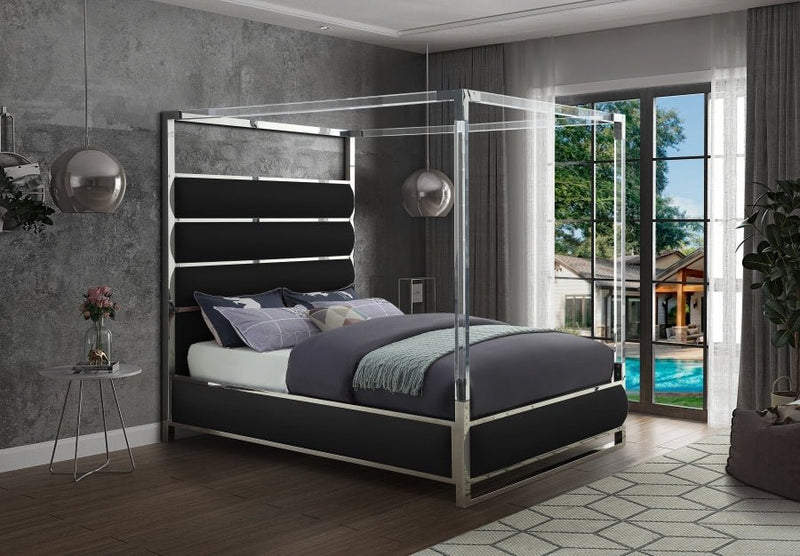 Encore Vegan Leather King Bed (4 Boxes) Black - Gate FurnitureKing Bed