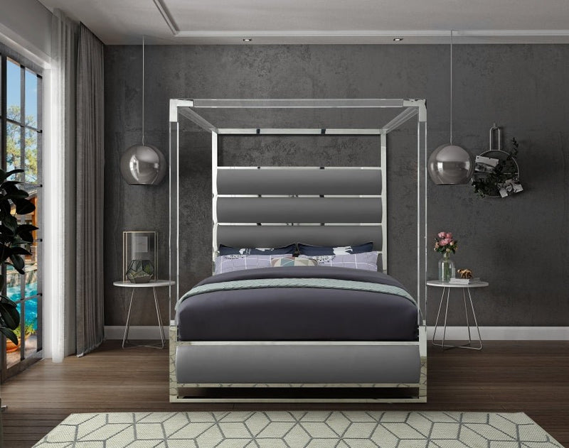 Encore Vegan Leather King Bed (4 Boxes) Grey - Gate FurnitureKing Bed