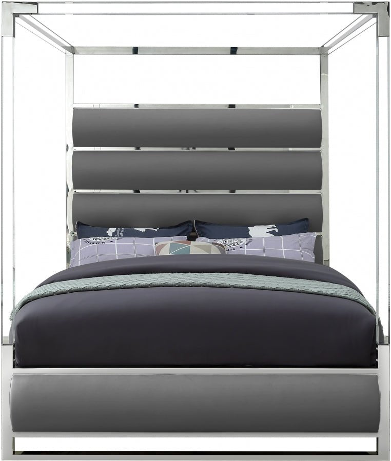 Encore Vegan Leather King Bed (4 Boxes) Grey - Gate FurnitureKing Bed