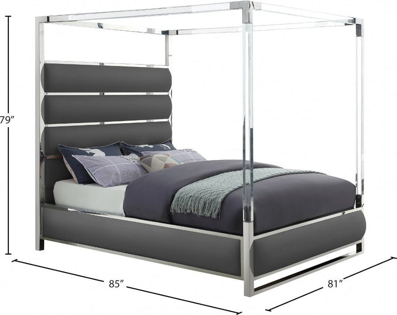 Encore Vegan Leather King Bed (4 Boxes) Grey - Gate FurnitureKing Bed