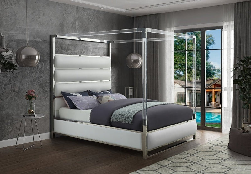 Encore Vegan Leather King Bed (4 Boxes) White - Gate FurnitureKing Bed