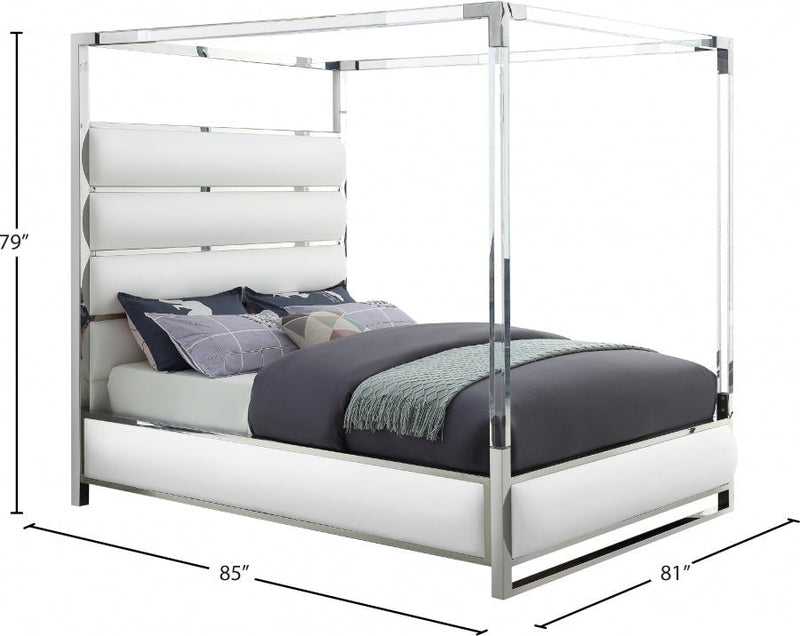 Encore Vegan Leather King Bed (4 Boxes) White - Gate FurnitureKing Bed