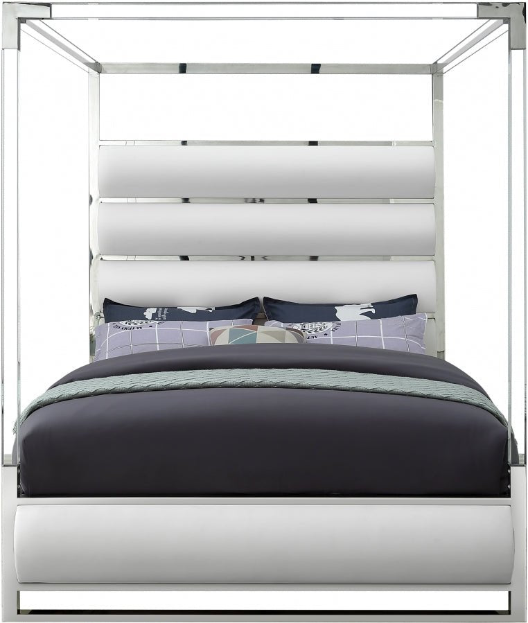 Encore Vegan Leather King Bed (4 Boxes) White - Gate FurnitureKing Bed