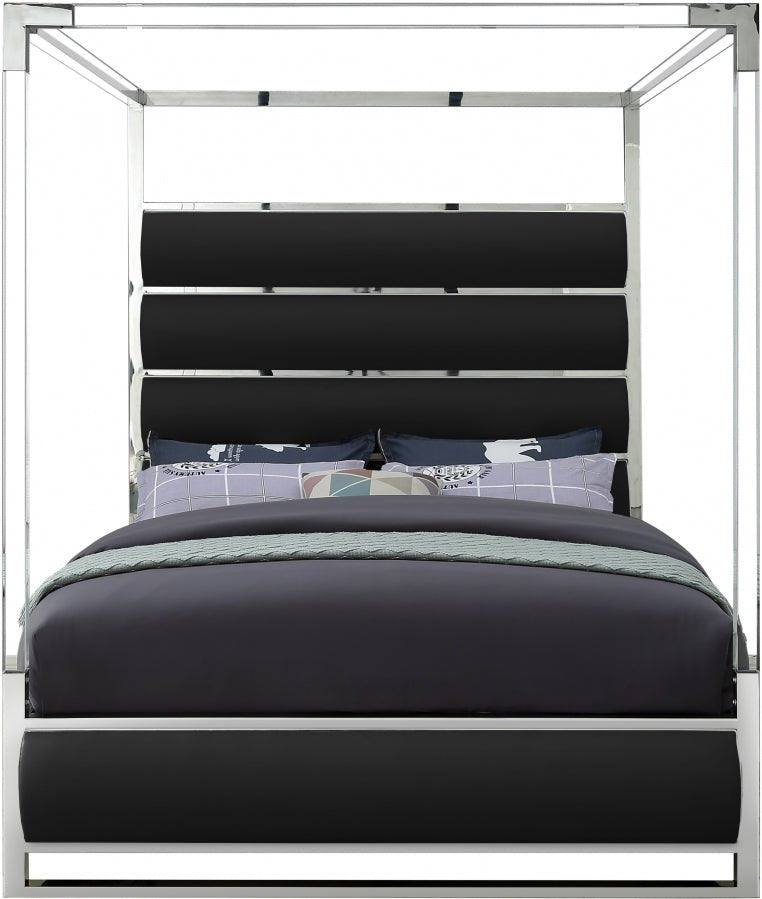 Encore Vegan Leather Queen Bed (4 Boxes) Black - Gate FurnitureQueen Bed