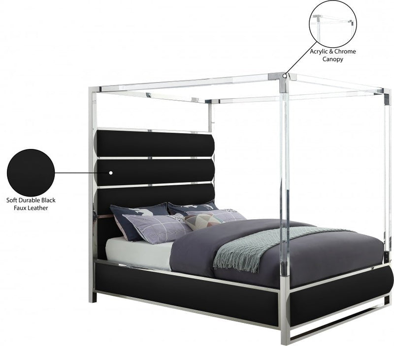 Encore Vegan Leather Queen Bed (4 Boxes) Black - Gate FurnitureQueen Bed