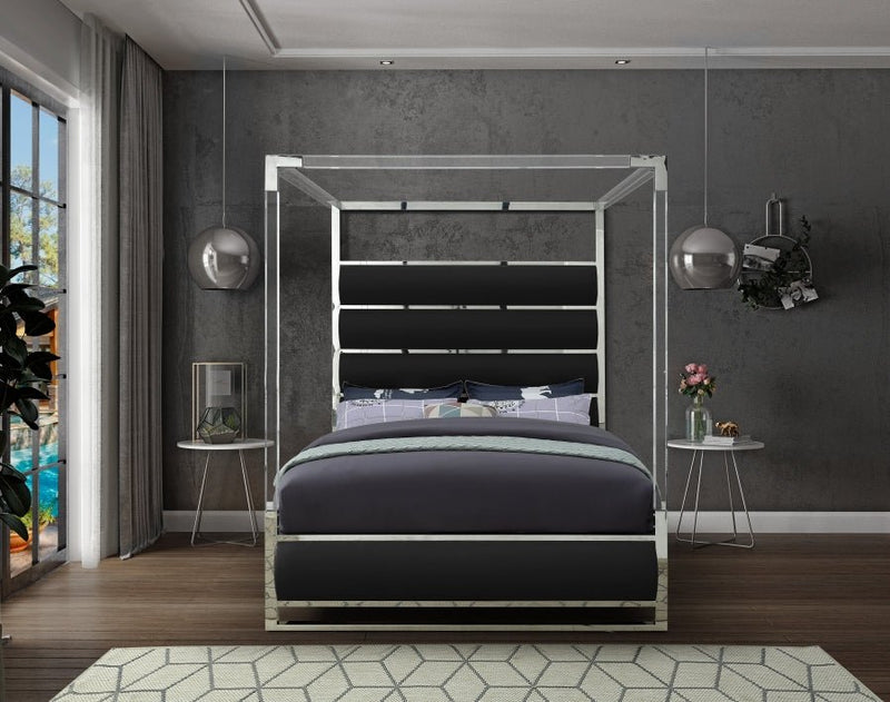 Encore Vegan Leather Queen Bed (4 Boxes) Black - Gate FurnitureQueen Bed