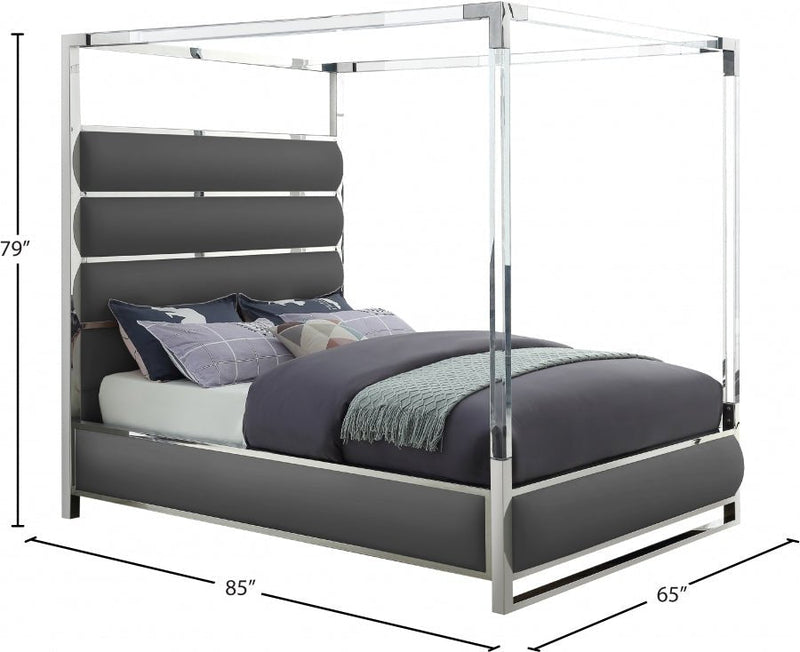 Encore Vegan Leather Queen Bed (4 Boxes) Grey - Gate FurnitureQueen Bed