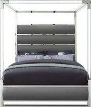Encore Vegan Leather Queen Bed (4 Boxes) Grey - Gate FurnitureQueen Bed