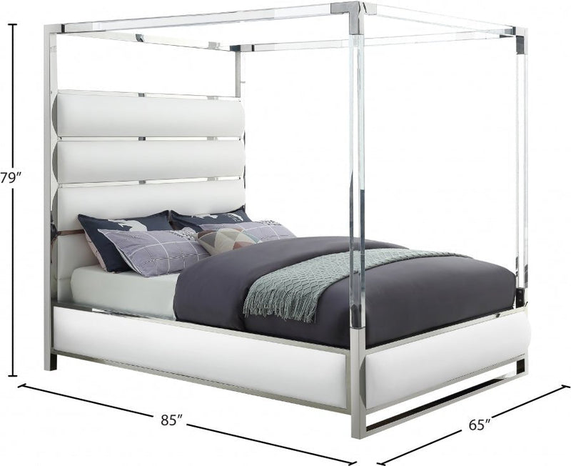 Encore Vegan Leather Queen Bed (4 Boxes) White - Gate FurnitureQueen Bed