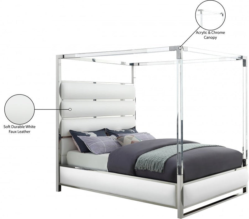 Encore Vegan Leather Queen Bed (4 Boxes) White - Gate FurnitureQueen Bed