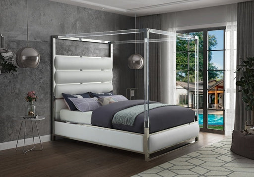 Encore Vegan Leather Queen Bed (4 Boxes) White - Gate FurnitureQueen Bed