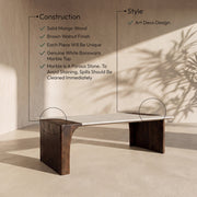 Enna Genuine Marble And Mango Wood Coffee Table in White - 77011Brown-CT