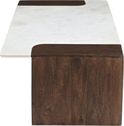Enna Genuine Marble And Mango Wood Coffee Table in White - 77011Brown-CT